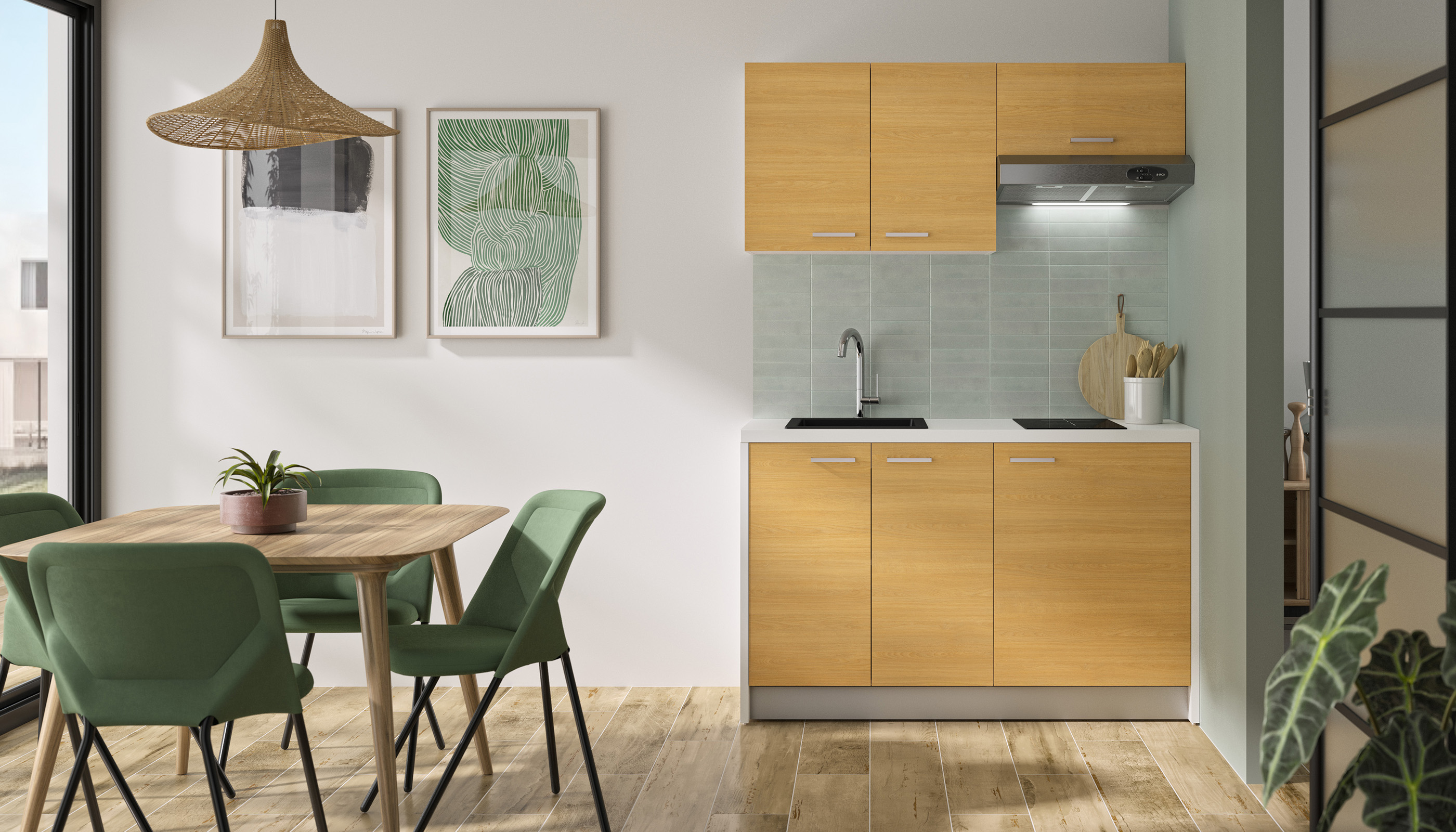 Cuisinette Onelia 140 ferme chene s